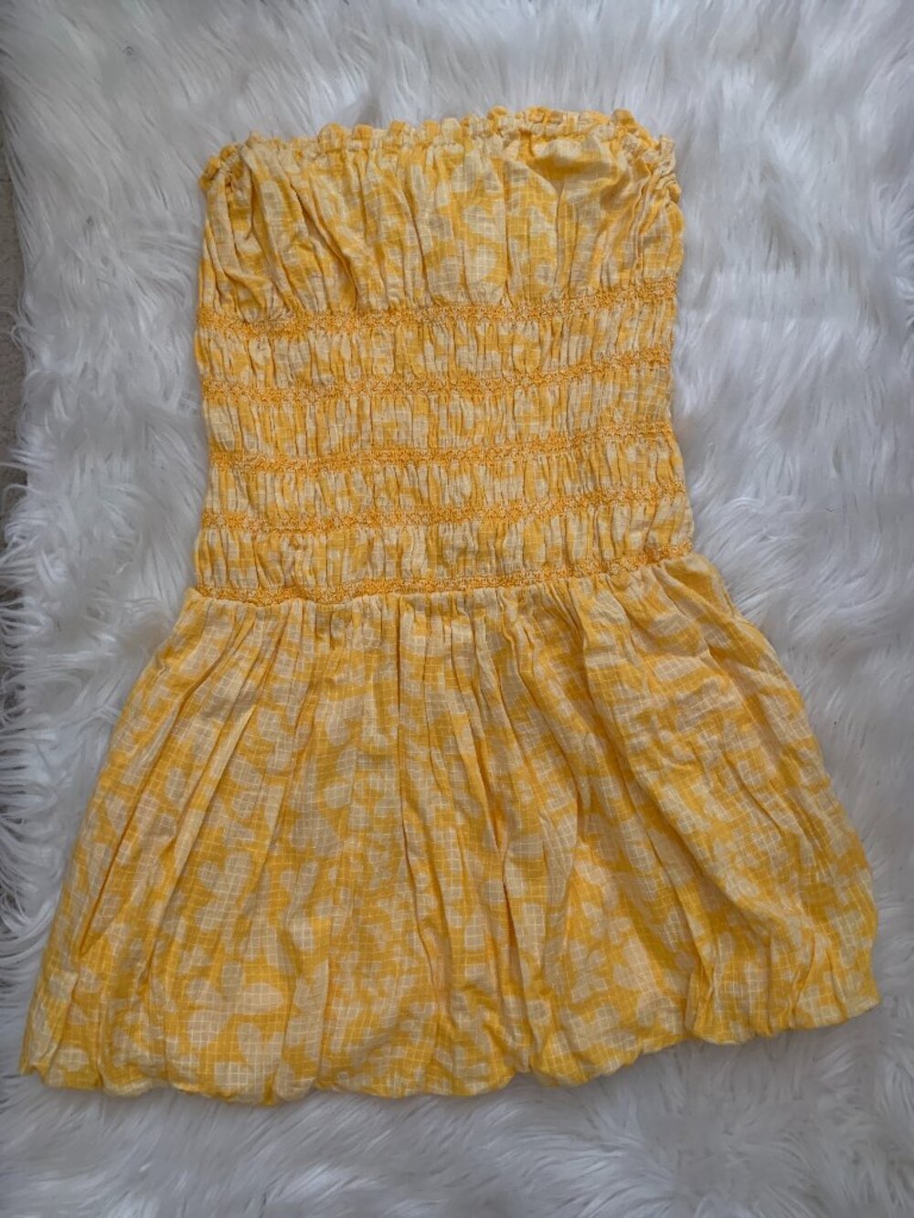 FREE PEOPLE Annalise Mini Dress in Yellow Sz MEDIUM